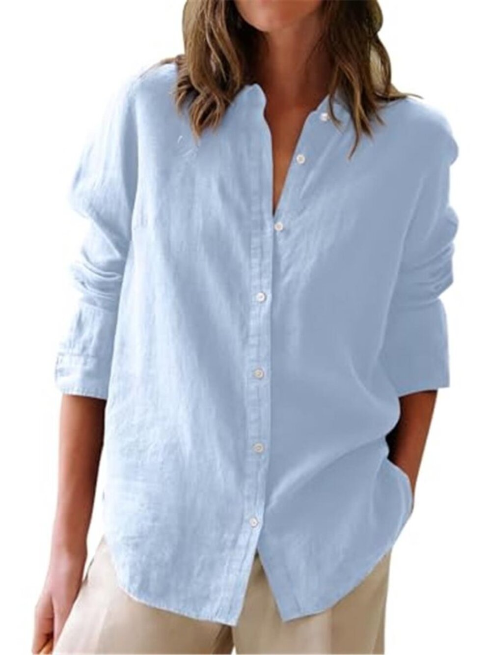 Womens Cotton Oxford Button Down Shirt Long Sleeve Collared Work Blouse Top
